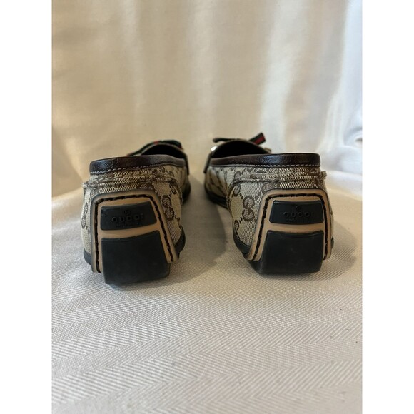 Gucci Signature GG Canvas Loafer With Bow, Rubber Driving  Sole Women Size 6 M - Picture 6 of 14